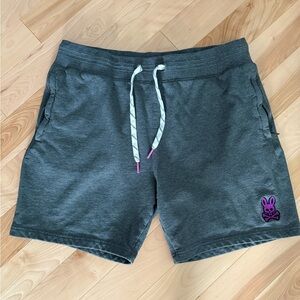 Psycho Bunny Charcoal Shorts with Magenta purple XL EuC Logo